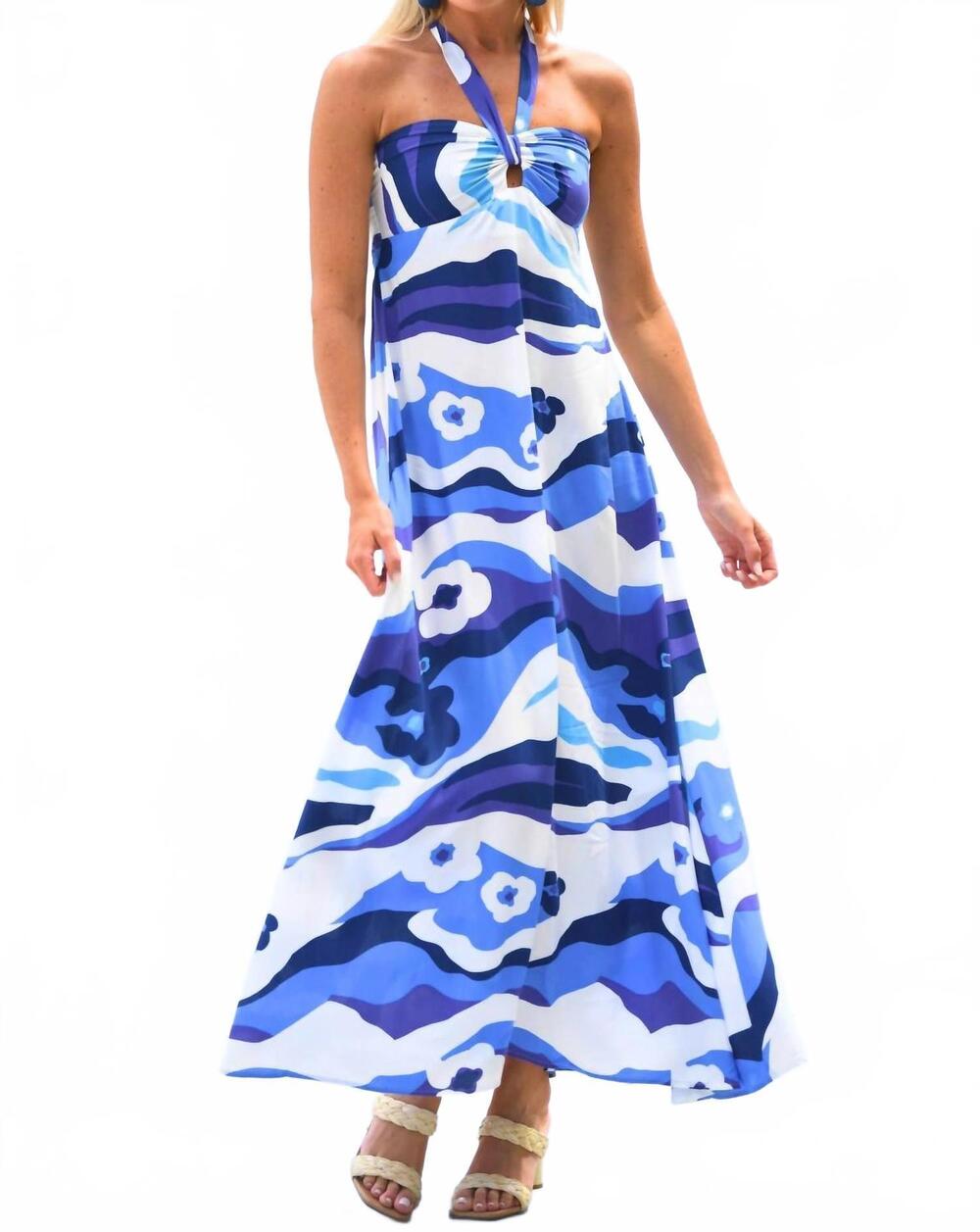 NEW WALKER & WADE byron bay midi dress in blue cloud